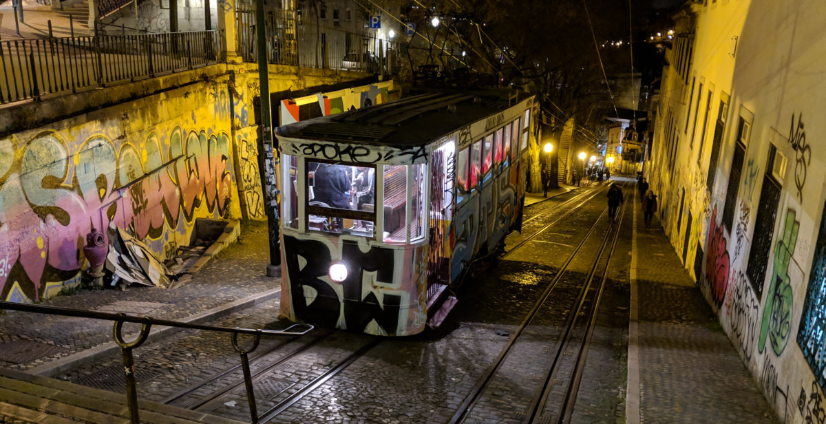 Lisbon funicular railway Ascensor da Gl�ria